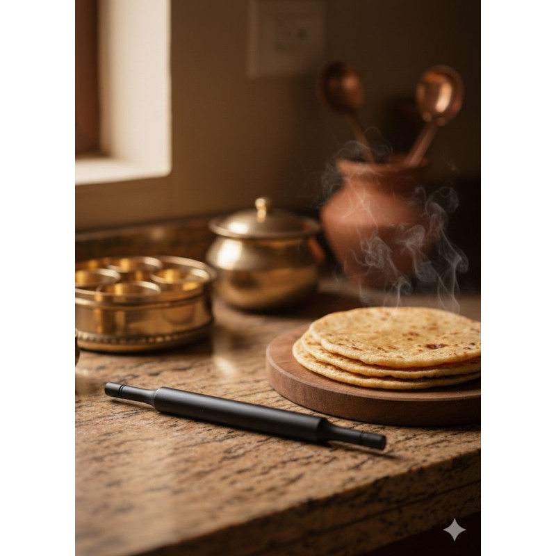 Karungali Chapati Roller, Ebony Wood Chapati Belan (Karungali Chapati Kulavi)